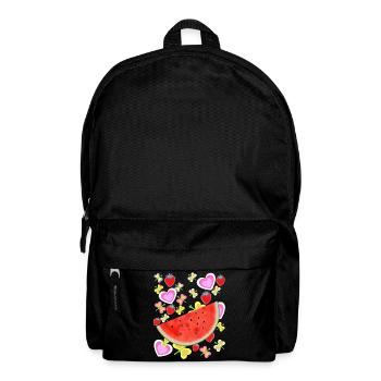Fruit Fruit Melon Retro Vintage Strawberries Heart - Backpack - black - Front