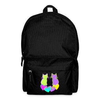 Retro Cats Cat Valentine Heart Hearts Vintage - Backpack - black - Front
