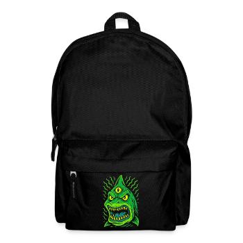 Three-eyed neon shark with fangs - Backpack - black - Front