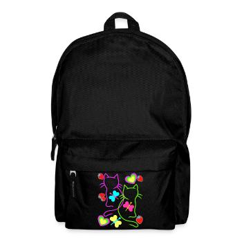 Retro Cats Strawberry Summer Butterfly Heart - Backpack - black - Front