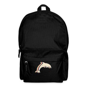 Delphin Ozean Tier Retro Line Art - Rucksack - Schwarz - Vorne