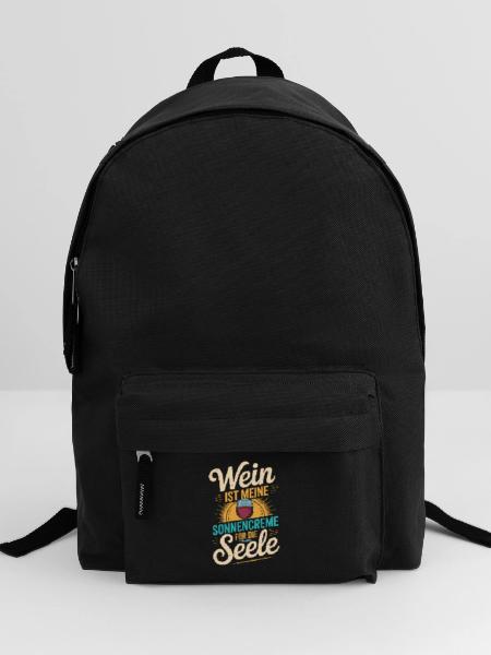 Wein als Sonnencreme der Seele - Rucksack - Schwarz - Vorne