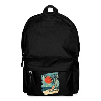 Plage Palmiers Coucher de soleil Été - Sac à dos - noir - Devant