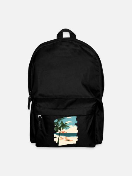 Strand Palmen Sonne Sommer - Rucksack - Schwarz