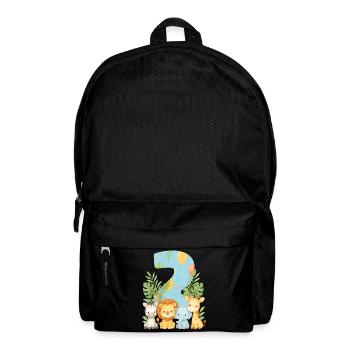 Jungle Animals Children's Birthday 2 Year Gift - Backpack - black - Front