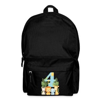 Jungle Animals Children's Birthday 4 Year Gift - Backpack - black - Front