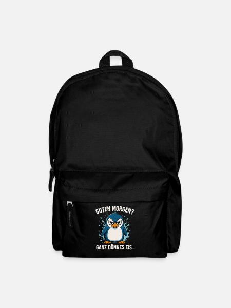 Guten Morgen? Ganz dünnes Eis – Pinguin Spruch - Rucksack - Schwarz