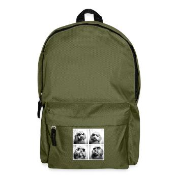 Dog Photobooth – Cool Pup in Sunglasses Tee - Backpack - olive green - Front
