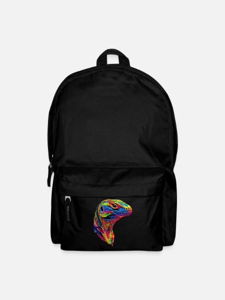 Waran Echse Reptil Komodowaran Bindenwaran Lizard - Rucksack - Schwarz