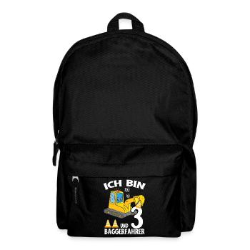 Excavatrice d’anniversaire 3 ans Excavatrice Cadeau de fête - Sac à dos - noir - Devant
