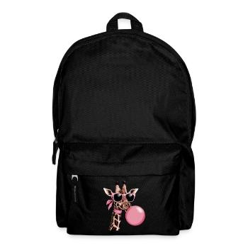 Funny Pink Giraffe with Glasses and Bubble - Backpack - black - Front