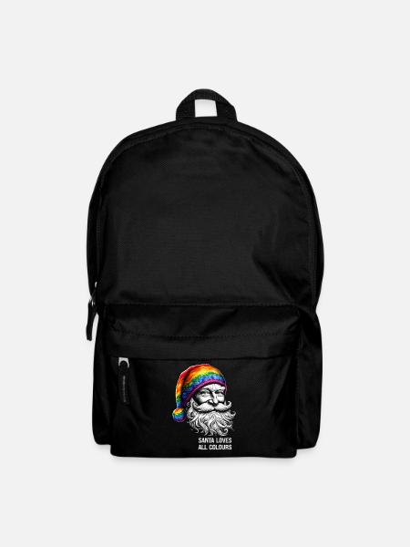 Lebendiger Weihnachtsmann mit Regenbogenhut - Rucksack - Schwarz