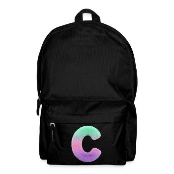 Letter C in fur look and colour gradient - Backpack - black - Front