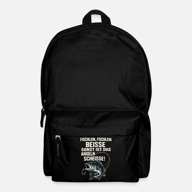 Fischlein beiße – Witziger Angler Reim - Rucksack - Schwarz