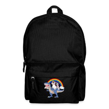Regenbogen-Dinosaurier mit Einhorn und französischer Bulldogge - Rucksack - Schwarz - Vorne