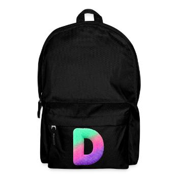 D - Letter in fur look and color gradient - Backpack - black - Front