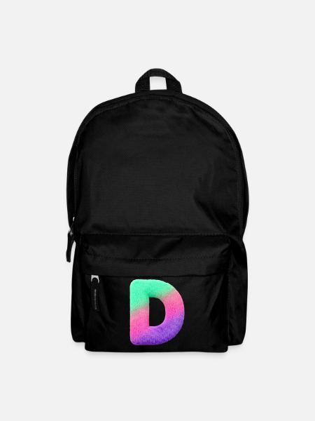 D - Lettre en aspect fourrure et dégradé de couleurs - Sac à dos - noir