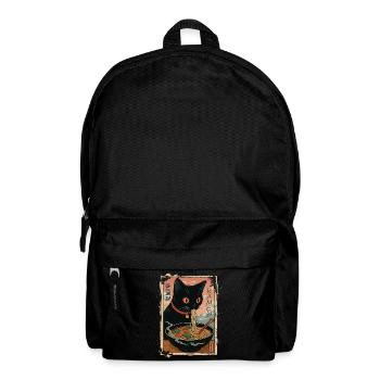 Black cat enjoying Japanese ramen - Backpack - black - Front