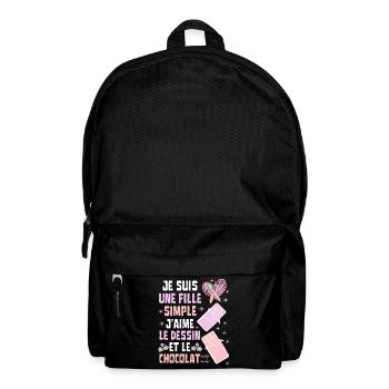 Je Suis Une Fille Simple Dessin et Chocolat - Sac à dos - noir - Devant