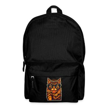 Vibrant Cat Illustration with Glasses, Love Cats  - Backpack - black - Front