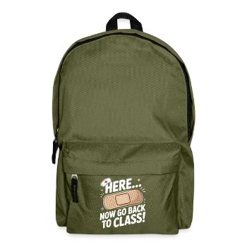 Humorous school hat motif for the start of school - Backpack - olive green - Front