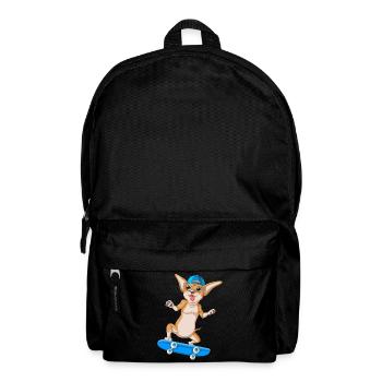 Niedlicher Chihuahua Skateboarding Hund Lustige Karikatur - Rucksack - Schwarz - Vorne