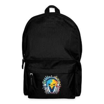 Compact DJ cartoon with headphones - Backpack - black - Front