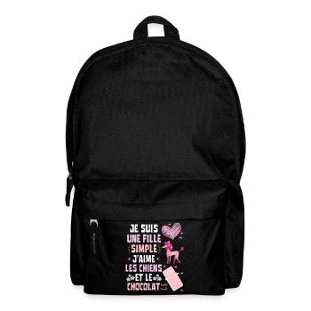 Je suis une fille Simple Chiens et Chocolat - Sac à dos - noir - Devant