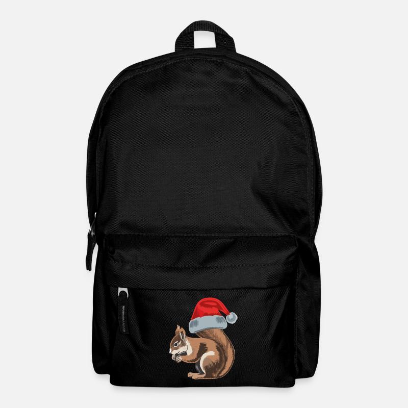 Cute squirrel with Santa hat - Backpack - black