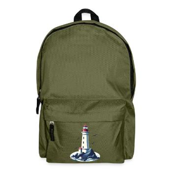 Lighthouse on rocky coast - Backpack - olive green - Front
