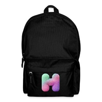 Letter H in pastel fur look and color gradient - Backpack - black - Front