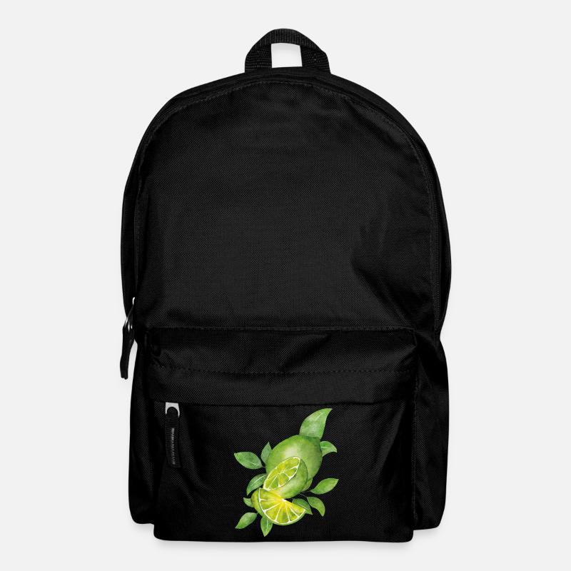 Limette & natürliche Blätter - Rucksack - Schwarz