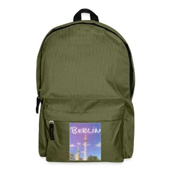 Berlin Fernsehturm Neon Design - Rucksack - Olivgrün - Vorne
