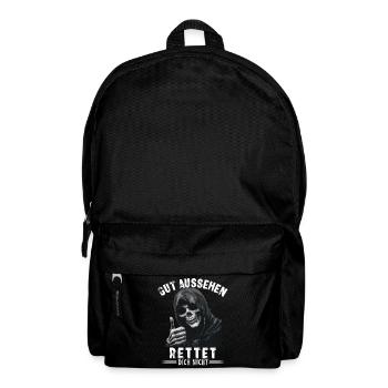 Spruch gut aussehen rettet dich nicht Sensenmann - Rucksack - Schwarz - Vorne