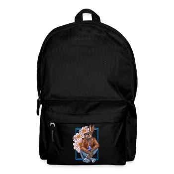 Personnage de lapin élégant avec des fleurs - Sac à dos - noir - Devant