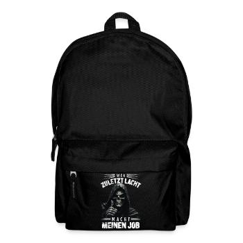 Sensenmann Spruch wer zuletzt lacht Halloween - Rucksack - Schwarz - Vorne