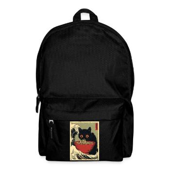 Cute Cat Ramen Noodles Japan Wave Retro Gift - Backpack - black - Front