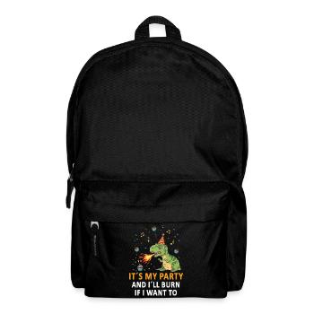 Dino Party mit Feueratem und Geburtstagshut - Rucksack - Schwarz - Vorne