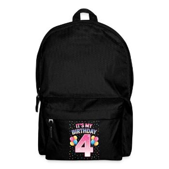 4 Years Girl It's My Birthday Kids Birthday - Backpack - black - Front
