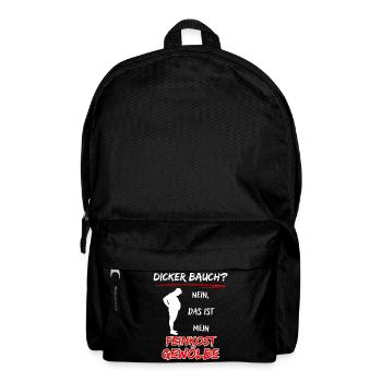 Dicker Bauch? nein das ist mein Feinkost Gewölbe - Rucksack - Schwarz - Vorne
