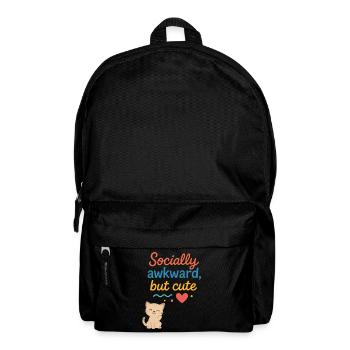 Social awkward but cute cat design - Backpack - black - Front