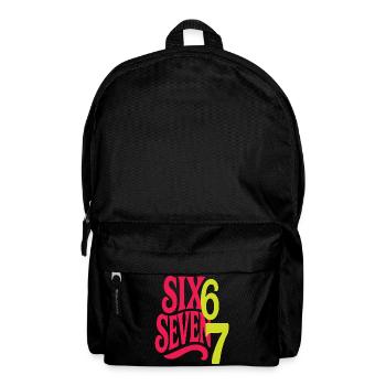 SIX SEVEN - 6 7 Pop Retro Typographic Design - Backpack - black - Front