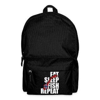 Norway Fishing Eat, Sleep, Fish, Repeat - Angler - Rucksack - Schwarz - Vorne