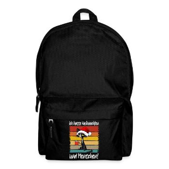 Weihnachtskatze mit Santa-Hut und Kaffee - Rucksack - Schwarz - Vorne