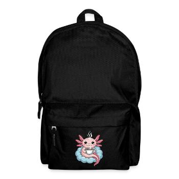 Axolotl with Coffee on Cloud Kawaii Morning Coffee - Backpack - black - Front