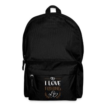 Ich liebe Angeln – Rustikale Herzen - Rucksack - Schwarz - Vorne