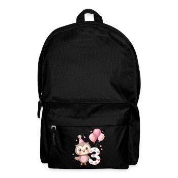 Eule zum dritten Geburtstag mit Luftballons - Rucksack - Schwarz - Vorne