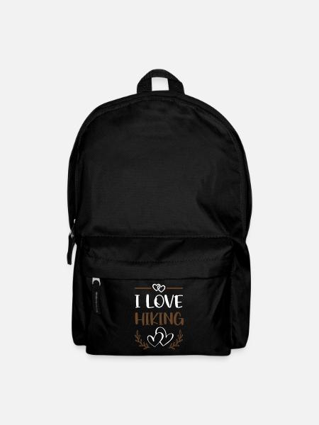 I Love Hiking Motiv mit Herzen - Rucksack - Schwarz