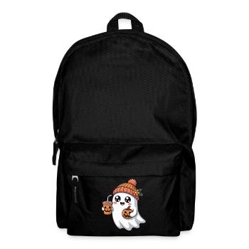 Halloween Pumpkin Spice Latte Kawaii Ghost with - Backpack - black - Front