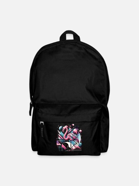 Neon Flamingo Geometrische Pop 80er - Rucksack - Schwarz